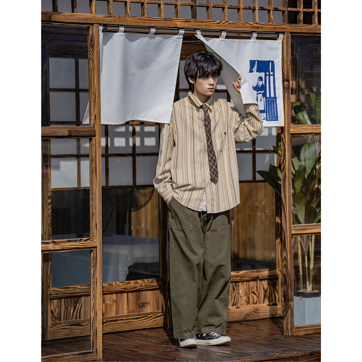 南鹤冬季日系复古灯芯绒衬衫加绒外套男潮牌2021宽松休闲古着衬衣