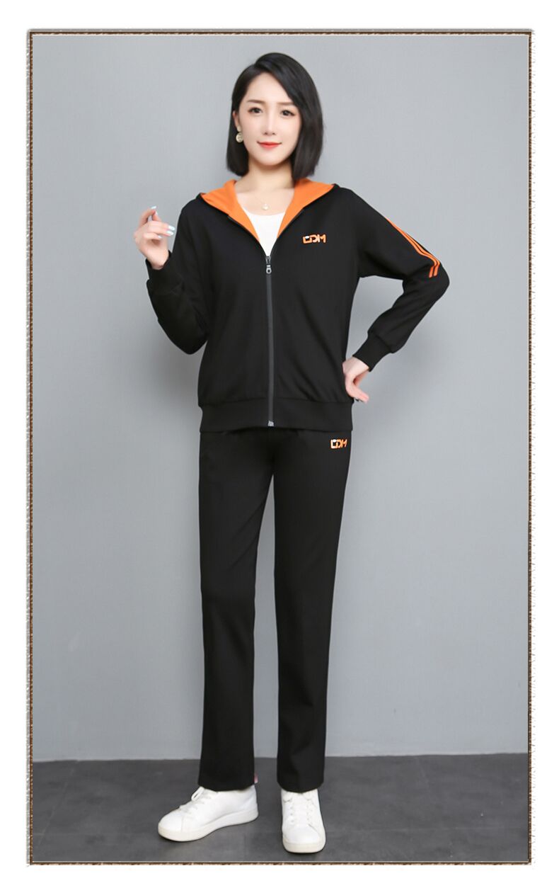 新品城德美秋季中老年休闲宽松运动服长袖外套跑步运动套装