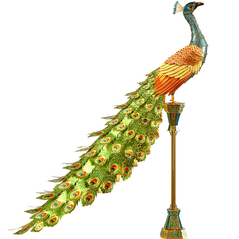 拼酷七彩孔雀金属拼装模型3d立体拼图diy手工拼图