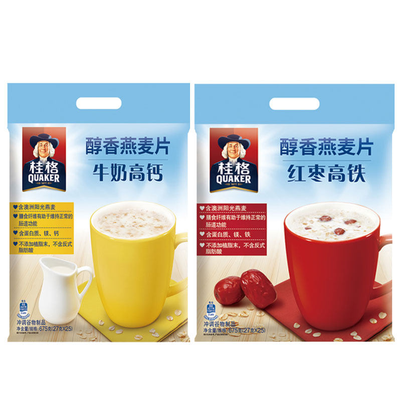 {预售}桂格即食燕麦片冲饮醇香675g*4牛奶红枣谷物代餐早餐麦片