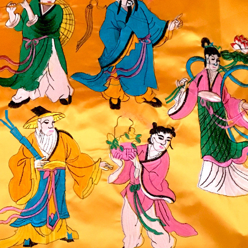 八仙过海桌围金玉满堂1米黄色桌裙神像神仙供台桌布刺绣