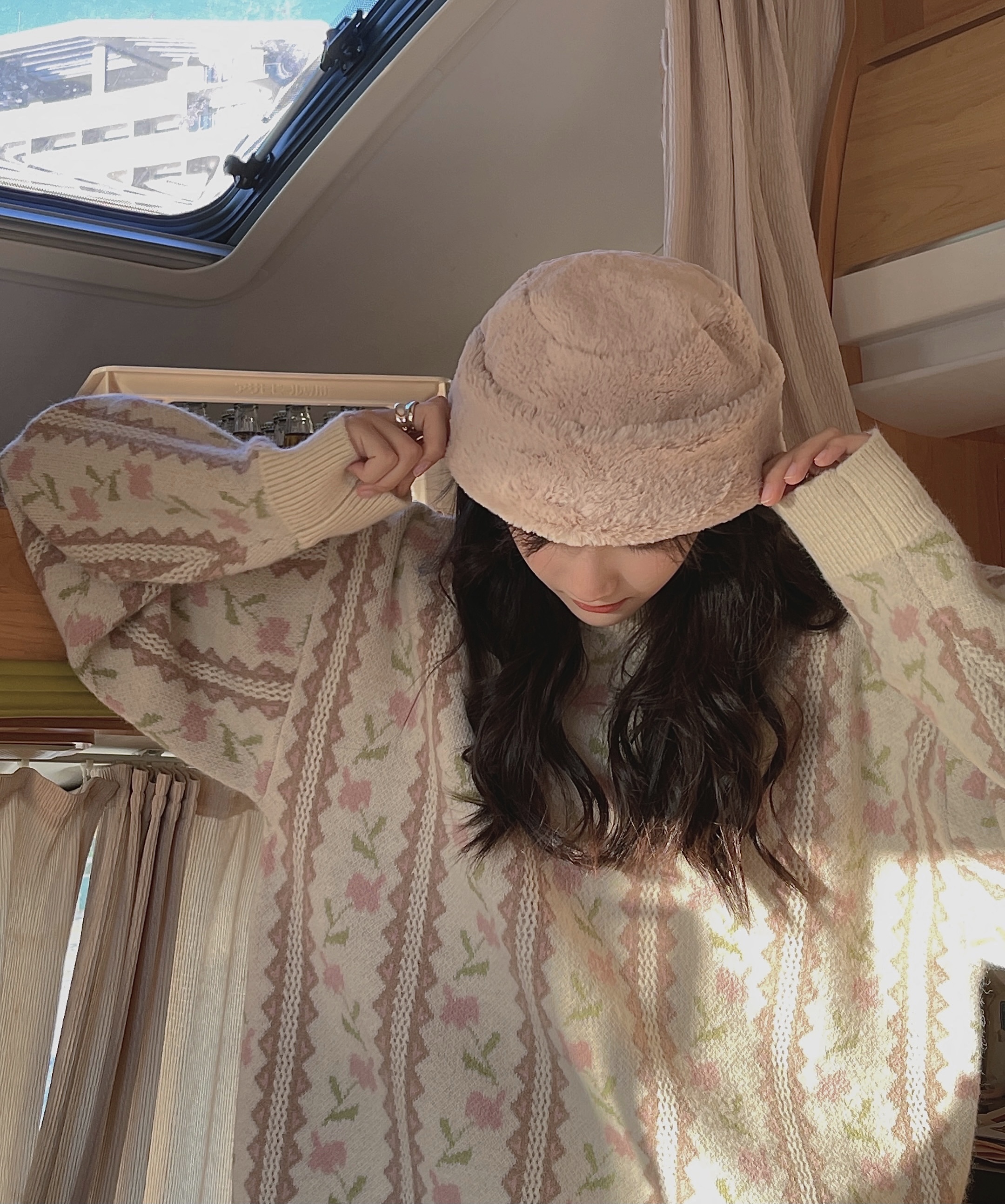 jmwomen 条纹加厚大毛衣女秋冬日系复古慵懒风设计感小众宽松上衣