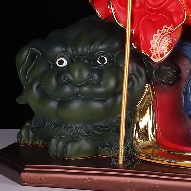 菩萨16寸供奉居家彩绘树脂地藏谛听佛像带骑地摆件