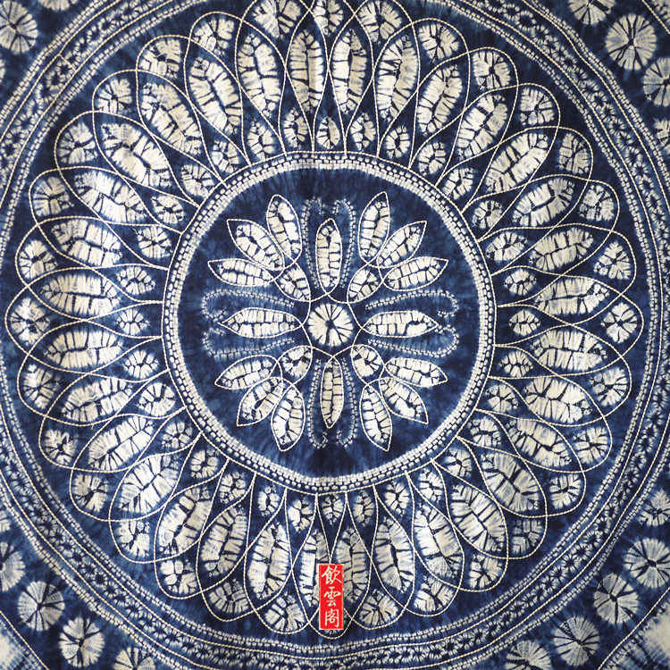 精品手工扎染染布植物蓝染民族风伴手沙发发布白族扎染