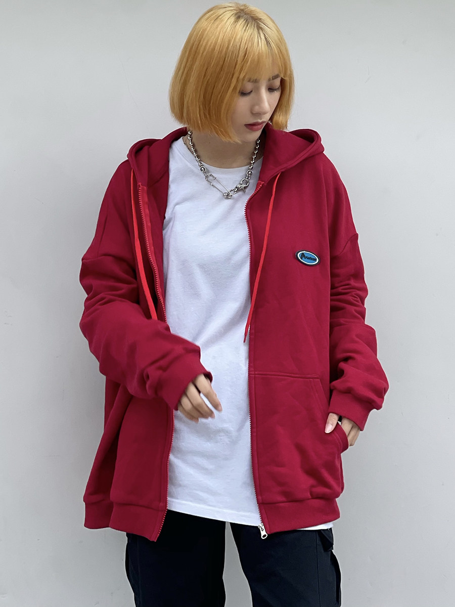 plasticene新款拉链开衫连帽卫衣基础百搭宽松休闲潮流情侣帽衫