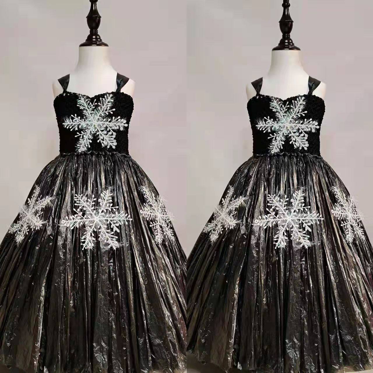 儿童diy手工制作冰雪奇缘爱莎角色扮演塑料袋幼儿连衣裙