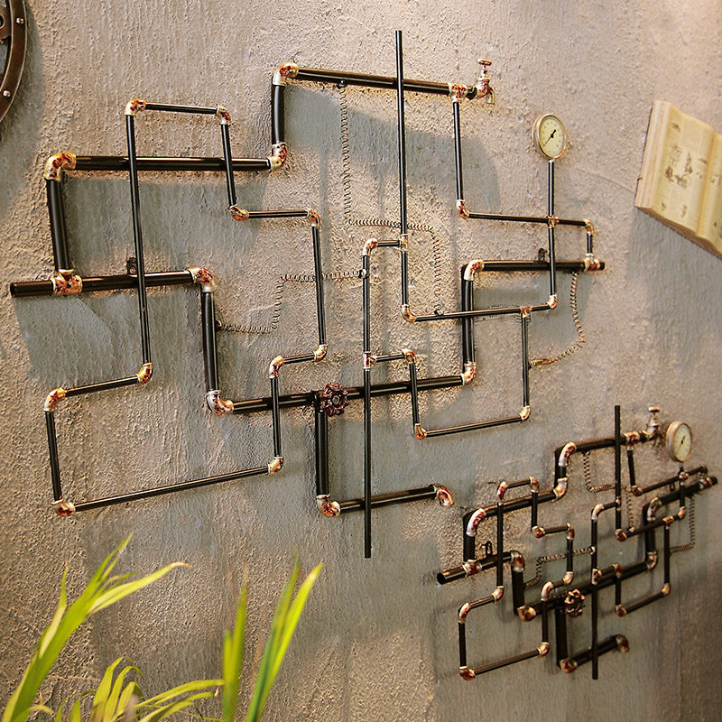 工业墙面装饰复古水管铁艺壁饰酒吧咖啡厅网咖壁饰
