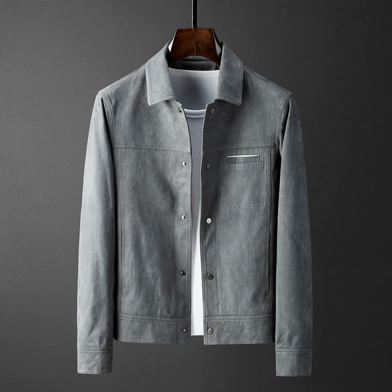 经典品鉴 秋冬新款男士麂皮绒夹克 时尚复古帅气修身翻领休闲外套