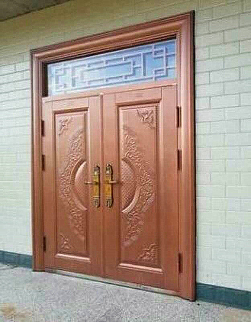 大门农村进户门甲级防盗门别墅开门仿真铜门门庭进户门