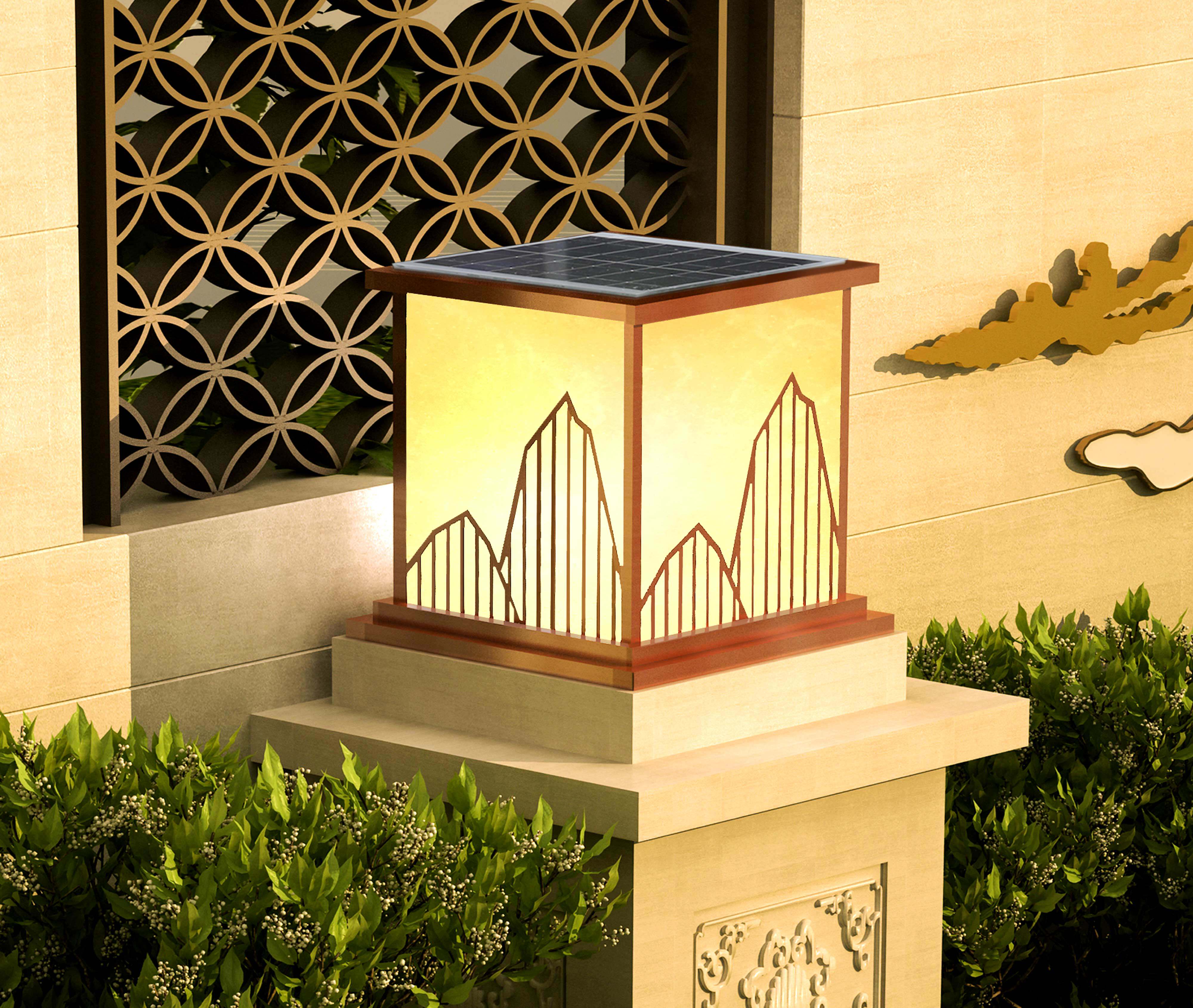 头灯不锈钢太阳能柱头户外防水围墙庭院别墅大门景观庭院灯饰