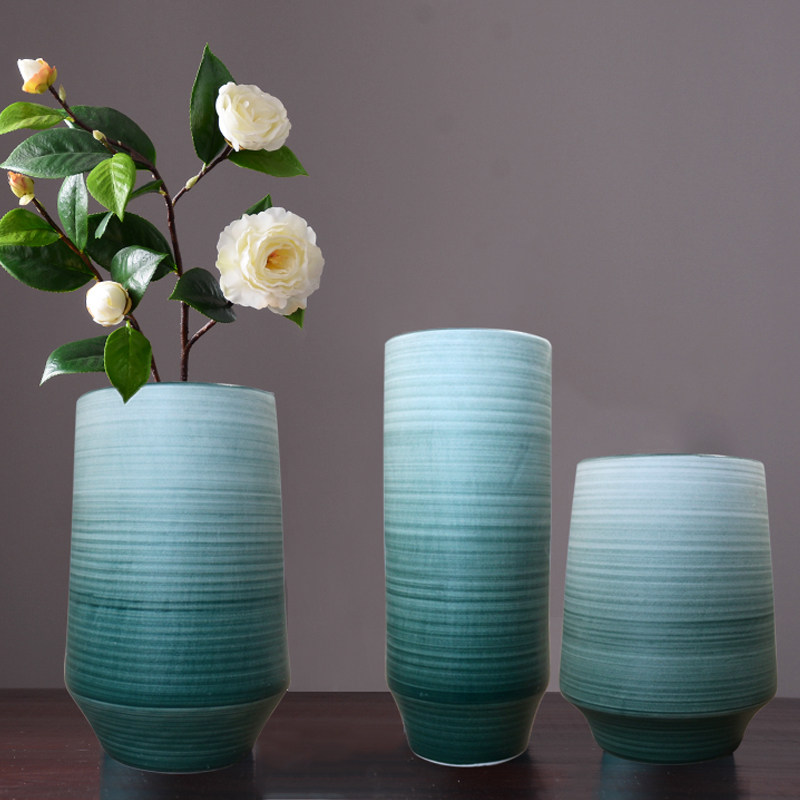 景德镇陶瓷器花瓶插花素烧手绘中式家居客厅装饰品花瓶