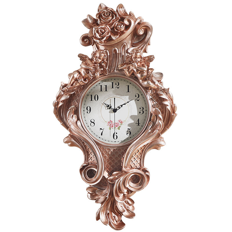 挂钟欧式静音时钟客厅创意天使壁挂家用超大挂钟