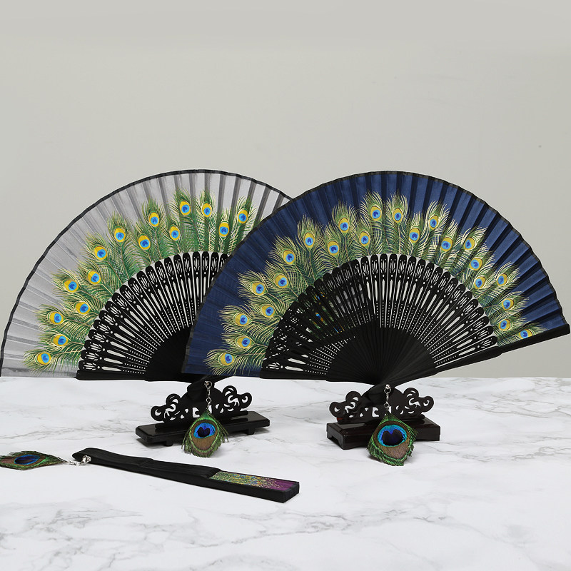 扇子和扇堂孔雀扇古风女扇中国国风女士旗袍折扇扇子