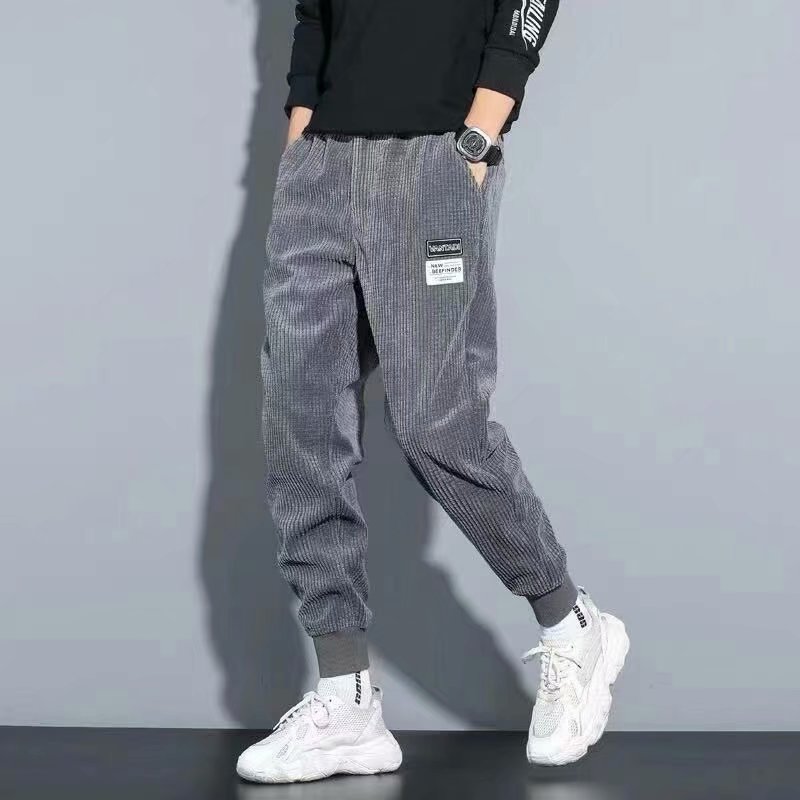 休闲长裤男秋冬季加厚潮流百搭直筒宽松灯芯绒长裤工装男哈伦卫裤