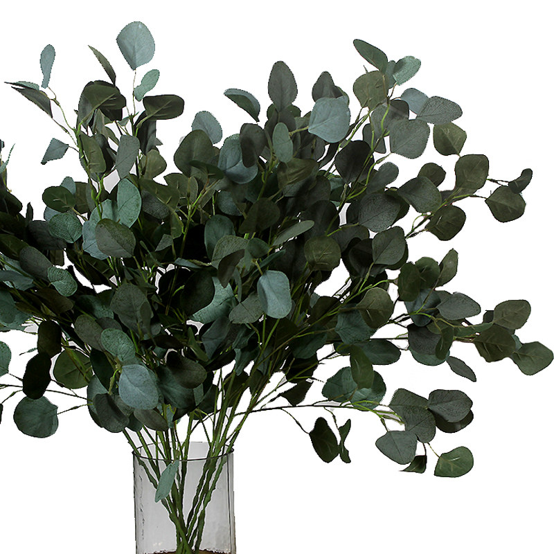 ins仿真花尤加利叶森式婚庆摆件金钱叶假草拍照摄影道具家居装饰