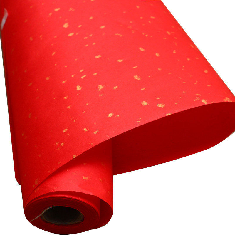 洒金百米书画长卷纸35/50/70cm*100m 大红色 烫金 宣纸 书法国画