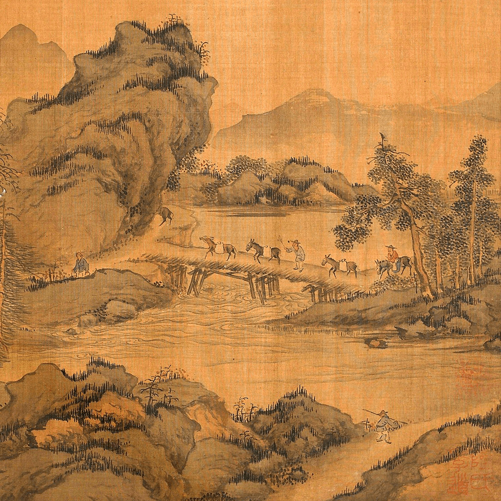 郭熙蜀山山行旅图山水风景国画高清微清微国画