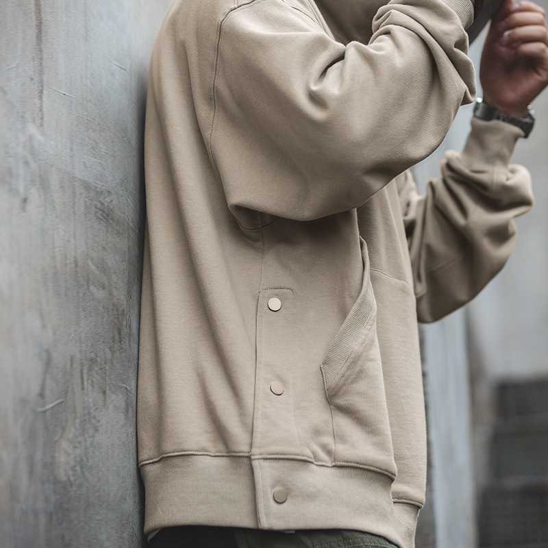 马登工装 日系复古oversize灰色连帽卫衣宽松慵懒vintage外套头男