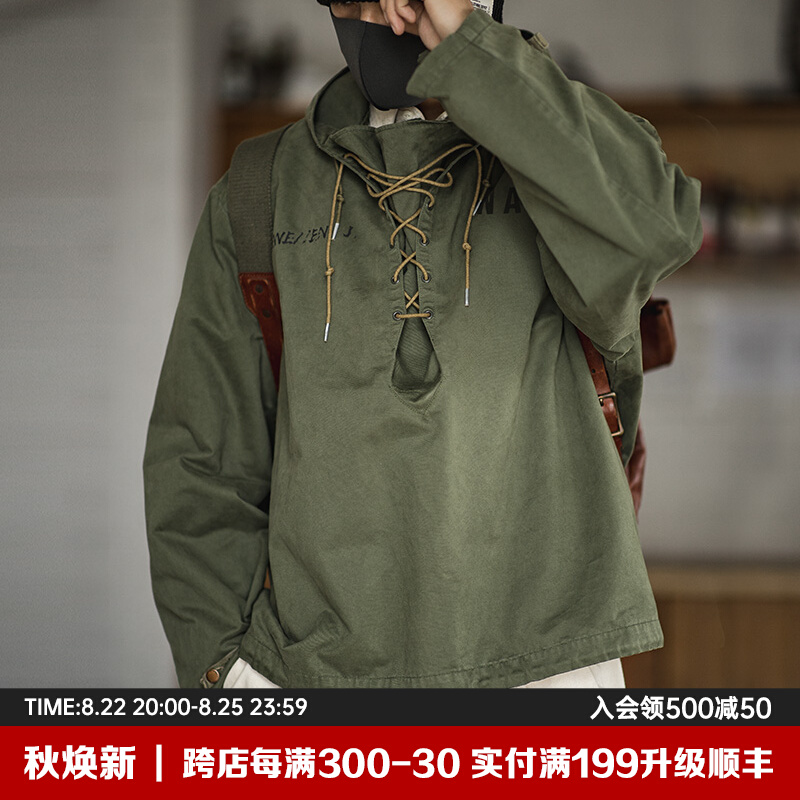 马登工装美式复古二战甲板服短款风衣恶劣天气外套卫衣连帽衫男夹