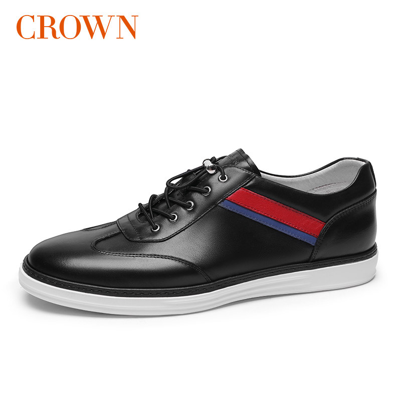 crown皇冠男士皮鞋夏季新款鞋子休闲透气潮流时尚休闲鞋