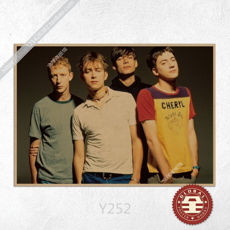 blur 污点乐队 摇滚音乐队 牛皮纸海报宿舍酒吧琴行ktv装饰画芯