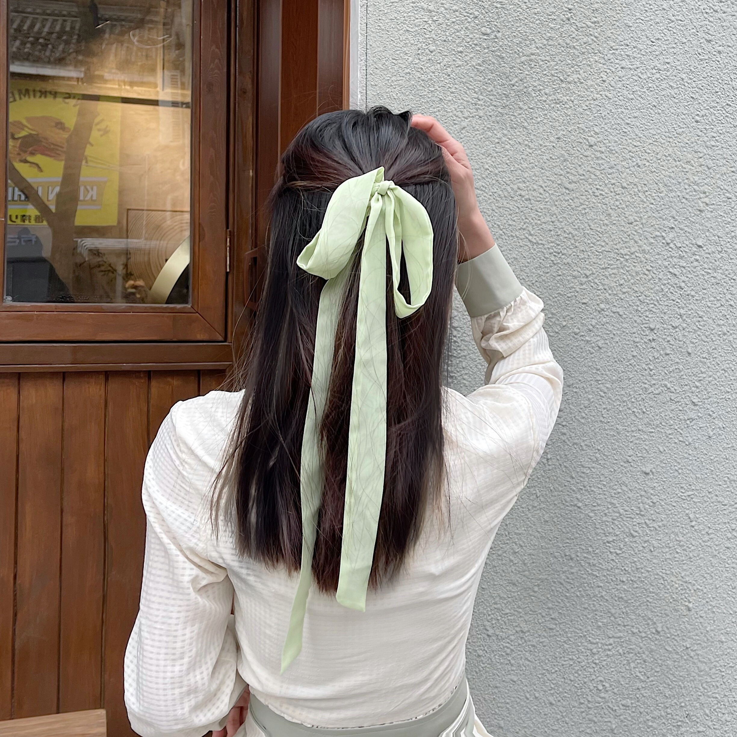 雪纺薄纱糖果色飘带纯色绑发丝巾汉服头饰扎头发饰