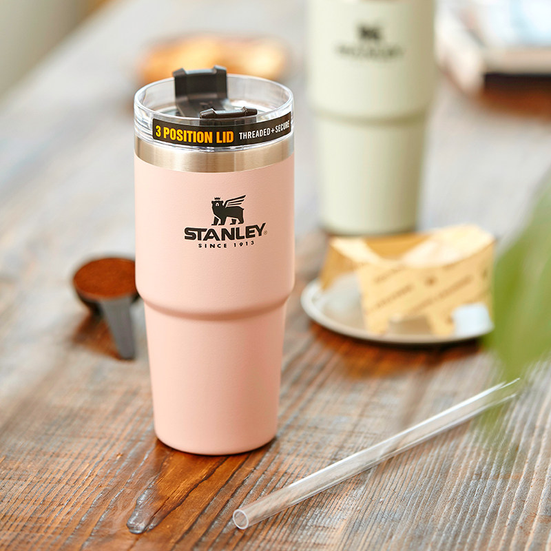 吸管美国stanley网红保温杯大人水杯女带ins风成吸管杯