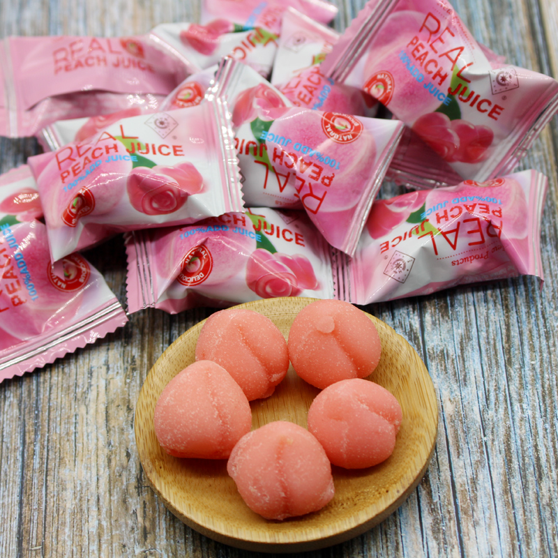 俄罗斯风味水蜜桃果肉夹心果汁软糖橡皮糖喜糖糖果传统糖果