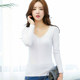 White v-neck T-shirt female backing shirt long-sleeved T-shirt was thin thin section Western style fashion in the spring and autumn cotton wild ride White v-neck T-shirt female backing shirt long-sleeved T-shirt was thin thin section Western style fashion in the spring and autumn cotton wild ride