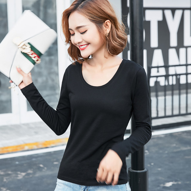 Spring 2020 Korean version of the new solid color shirt blouses cotton long-sleeved t-shirt Slim female outer wear Qiuyi Spring 2020 Korean version of the new solid color shirt blouses cotton long-sleeved t-shirt Slim female outer wear Qiuyi