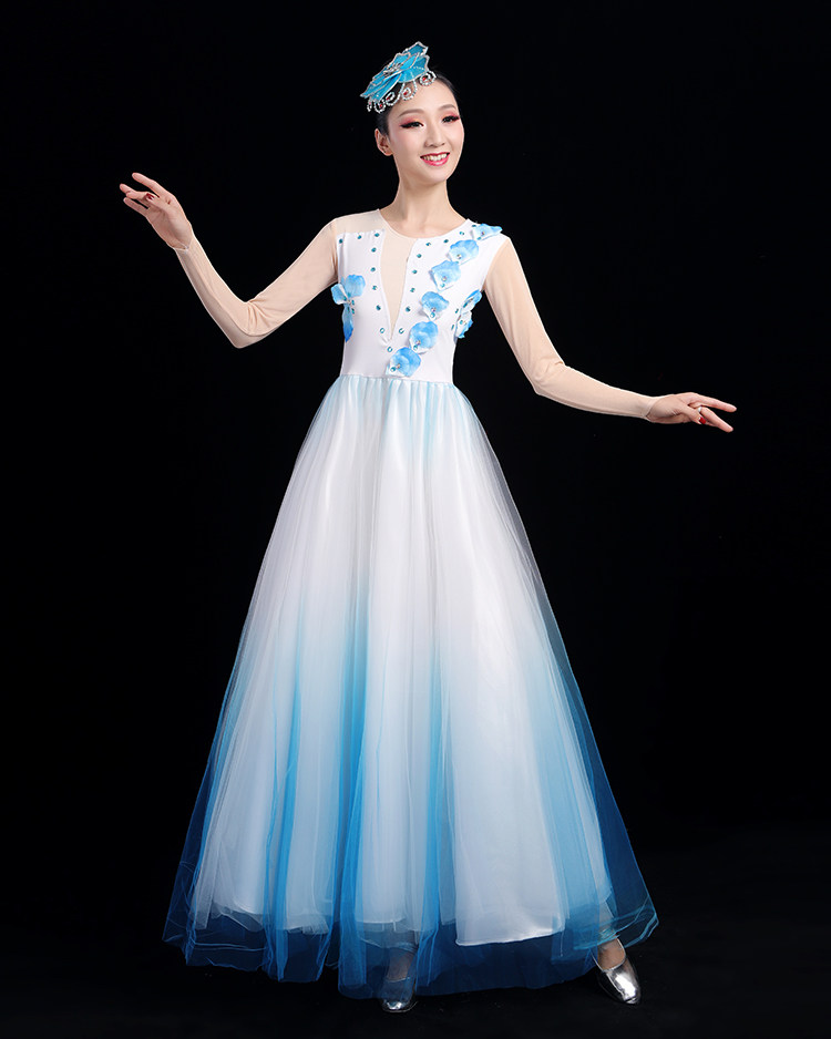 开场舞大摆裙女成人新款2019伴舞服盛世花开舞蹈服合唱演出服长裙