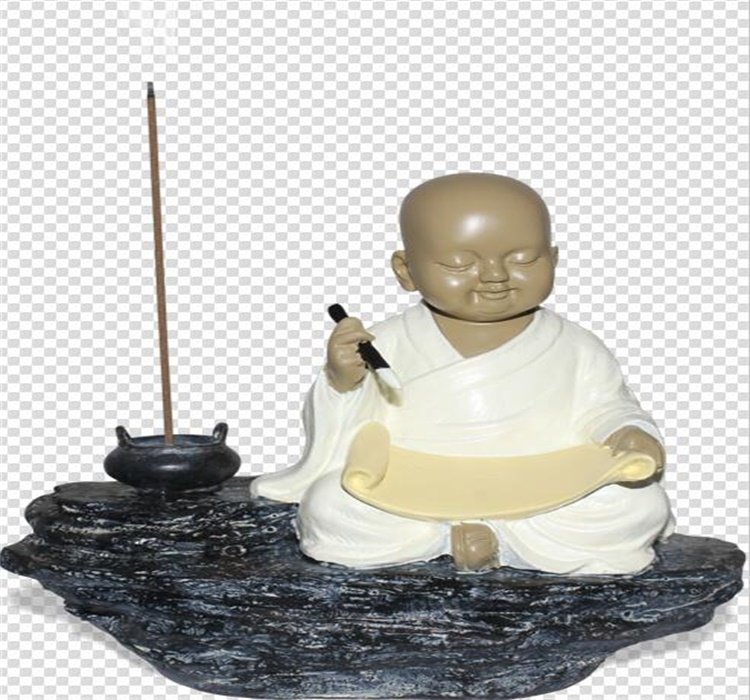 新笔定乾坤小沙弥香摆件黑金铁丸石禅意喜欢悟佛摆件