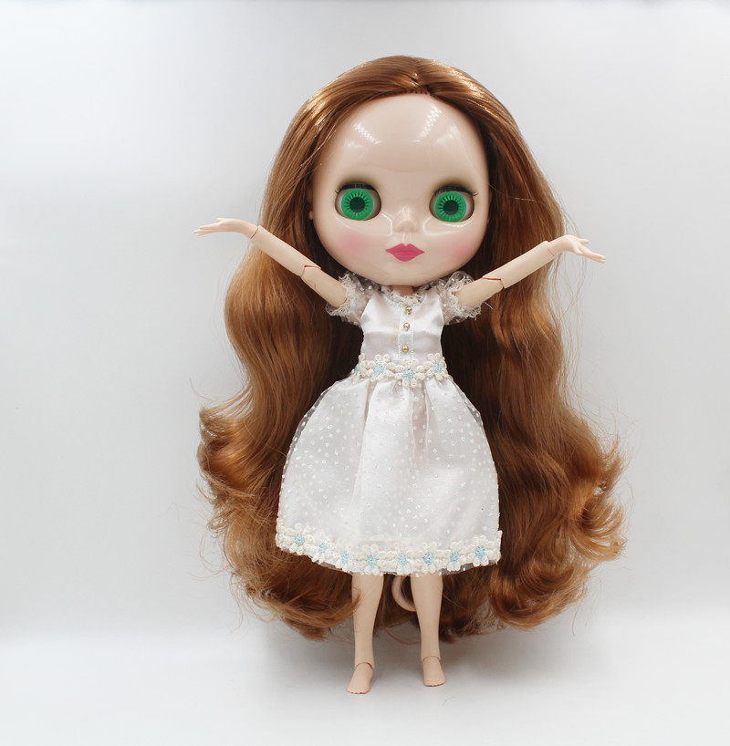 blythe小布布娃娃褐色长卷卷发关节塑料娃娃可换娃娃