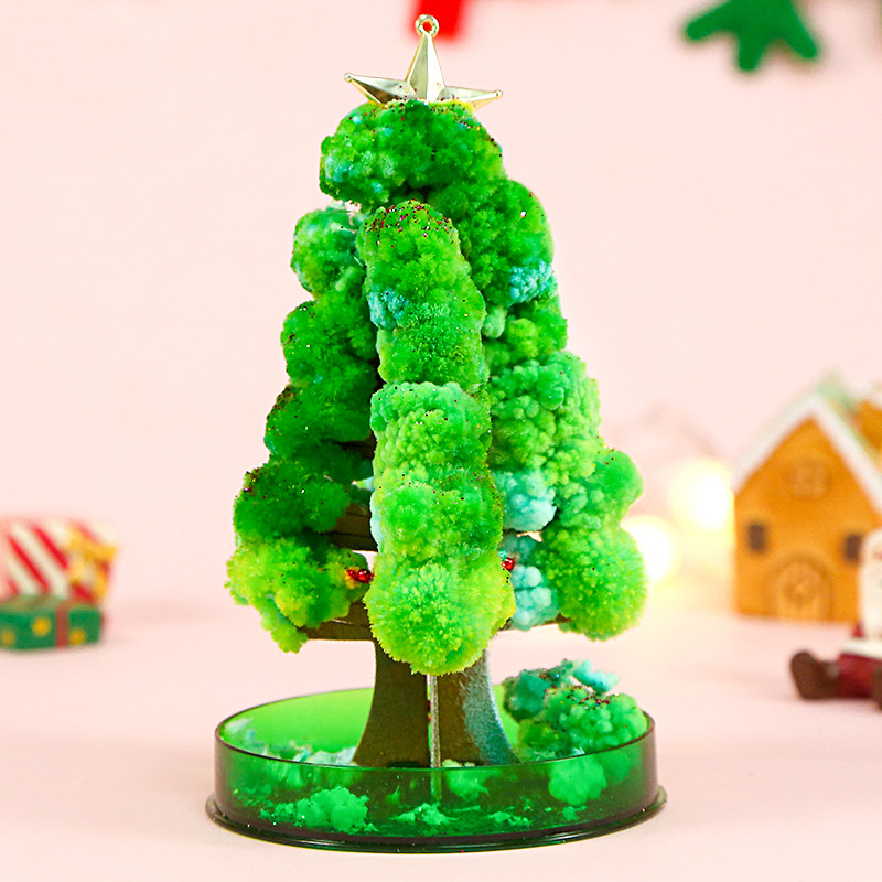 纸树开花魔法圣诞树浇水结晶diy迷你圣诞节儿童玩具圣诞树