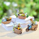 Fun play garden creative cartoon polymet bow cute rabbit flower pot meat combination pot home decoration Fun play garden creative cartoon polymet bow cute rabbit flower pot meat combination pot home decoration