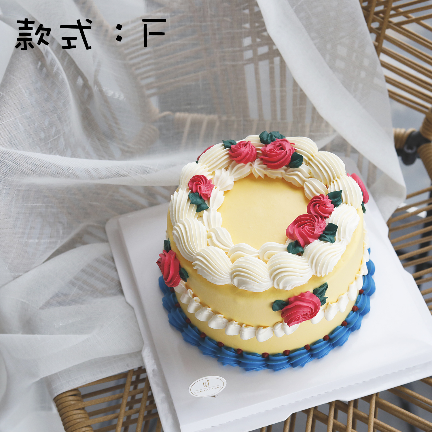 雅风花花复古裱花奶油生日蛋糕chic韩式可爱ins新鲜生日蛋糕