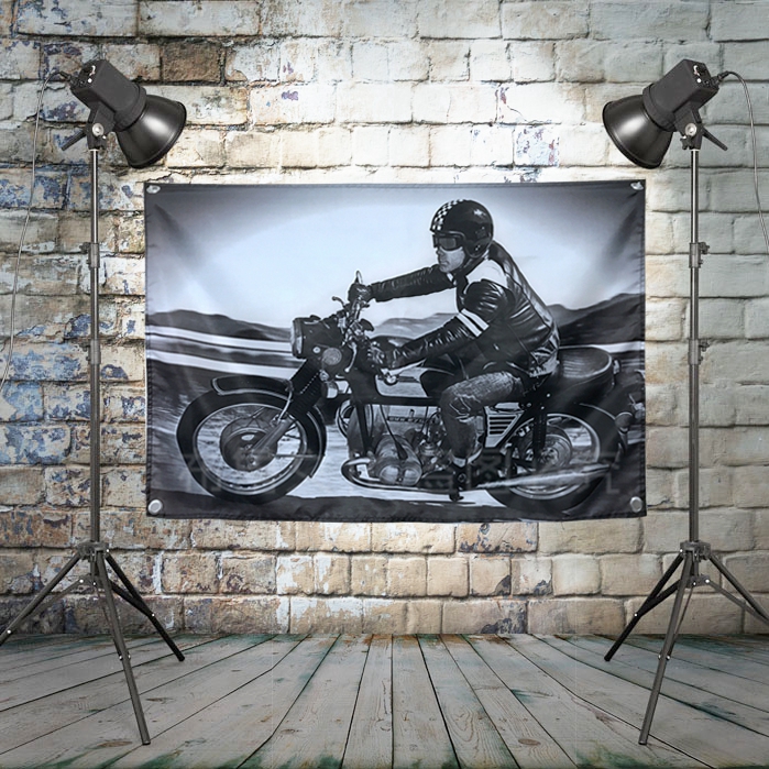 挂旗定制个性挂布机车摩托车俱乐部工作室健身房酒吧壁饰