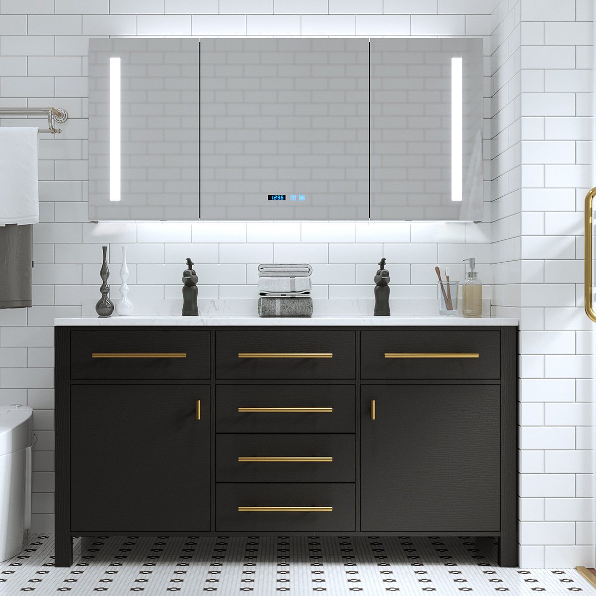 岩板轻奢现代简约浴室柜组合落地式洗脸洗手洗漱台盆浴室柜组合