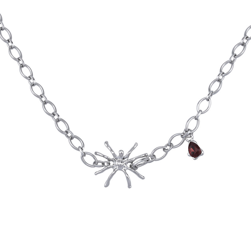 barcode美式街头红宝石蜘蛛项链ins嘻哈哈潮个性项链