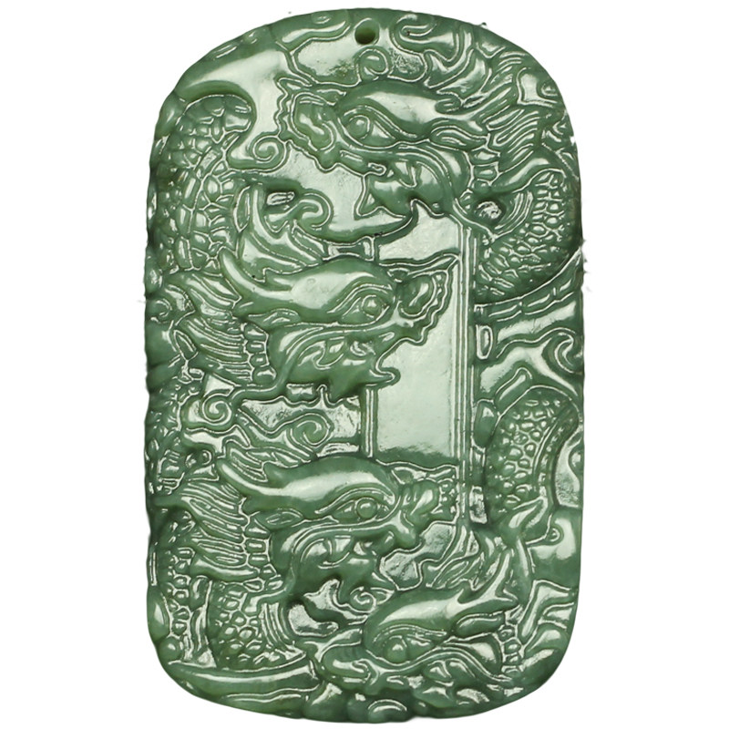 天然新疆和田吊坠男款九龙男士玉佩青玉项链颈饰