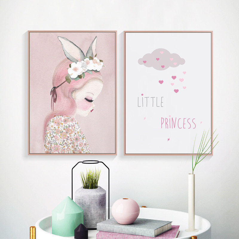 儿童房挂画卧室床头卡通装饰画北欧现代简约壁画仙人掌现代装饰画