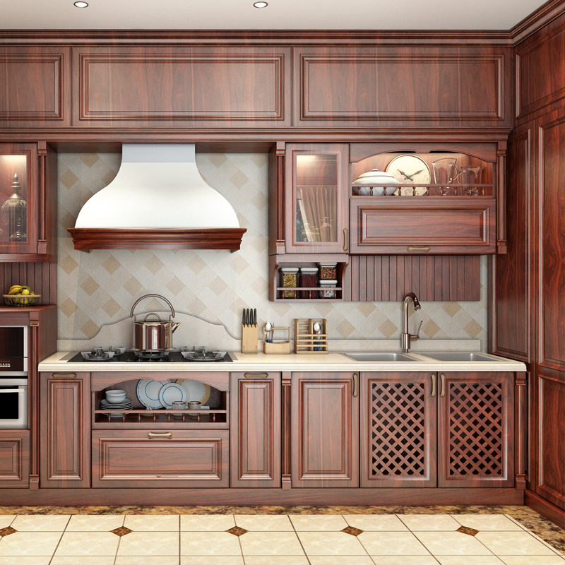 厨房诗尼曼整体厨房一体式橱柜定做石英石厨房台面柜子整体厨柜