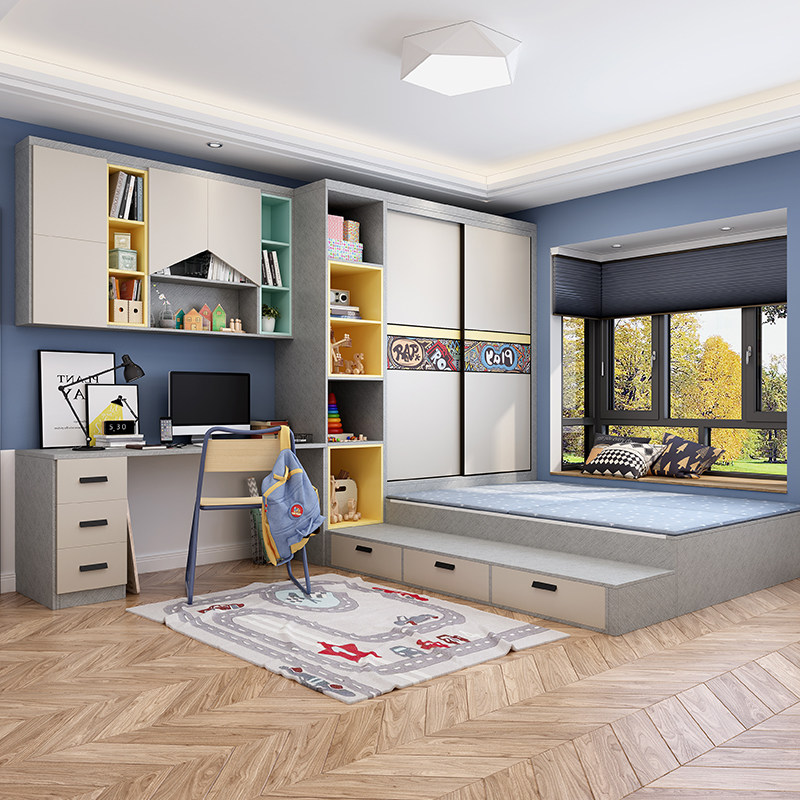 诗尼曼全屋定制多功能储物榻榻米衣柜一体定制踏踏飘窗榻榻米定制