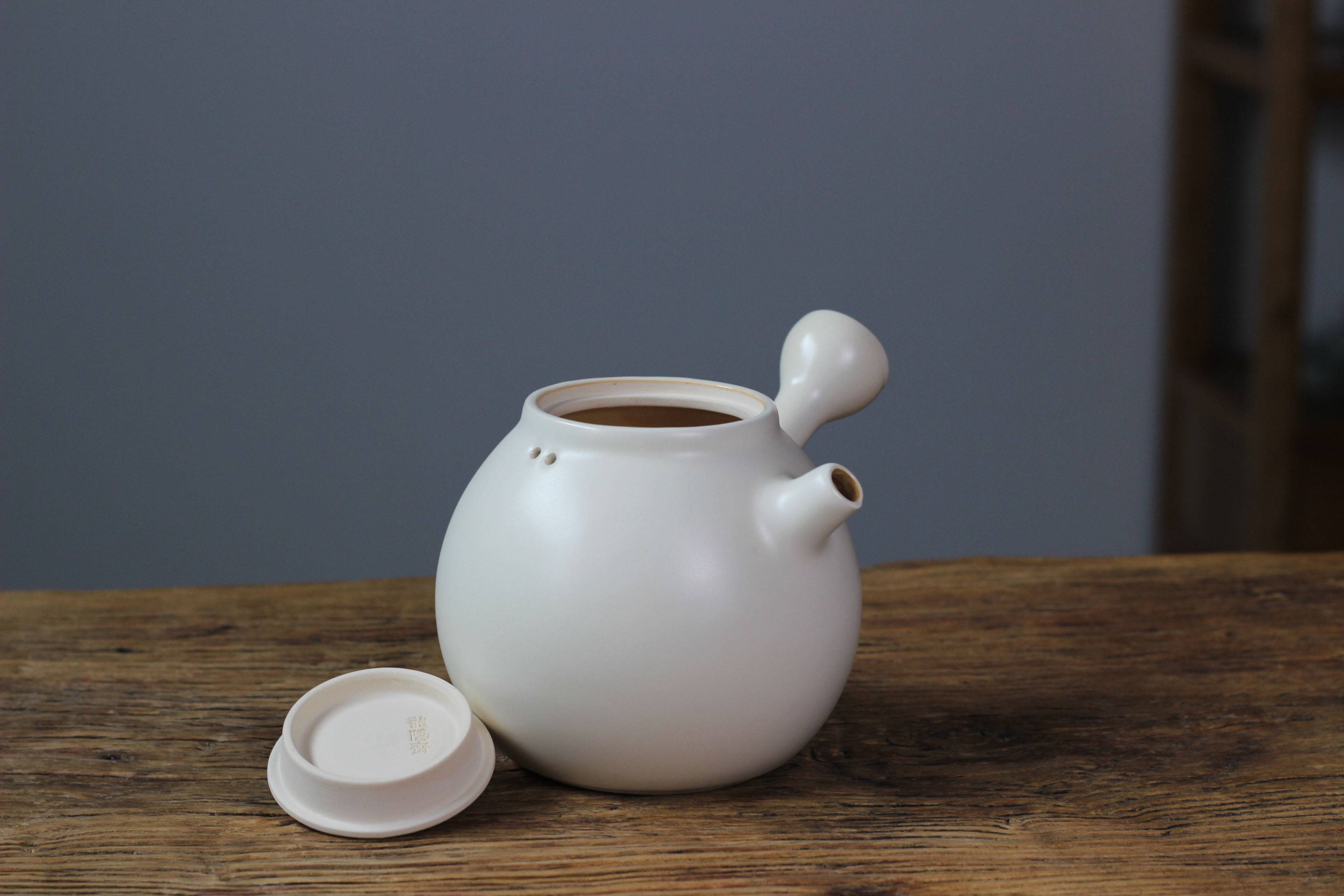 龙隐斋白泥陶壶苏打釉陶壶电陶炉煮茶壶陶瓷侧把壶煮水壶烧水壶