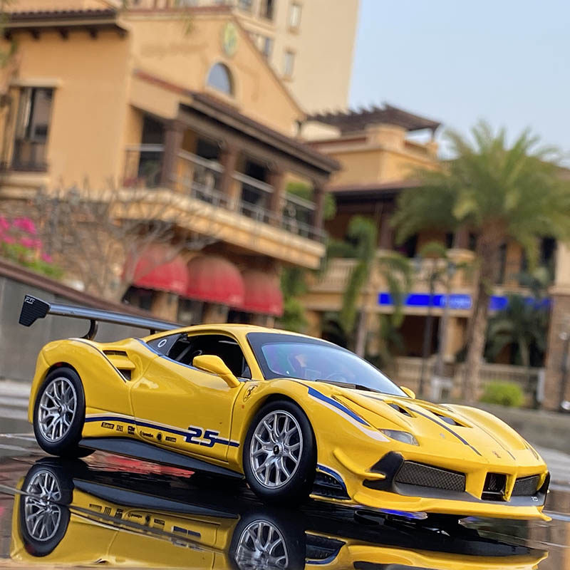 比美高法拉利488challenge跑车赛车静态仿真合金汽车模型摆件车模