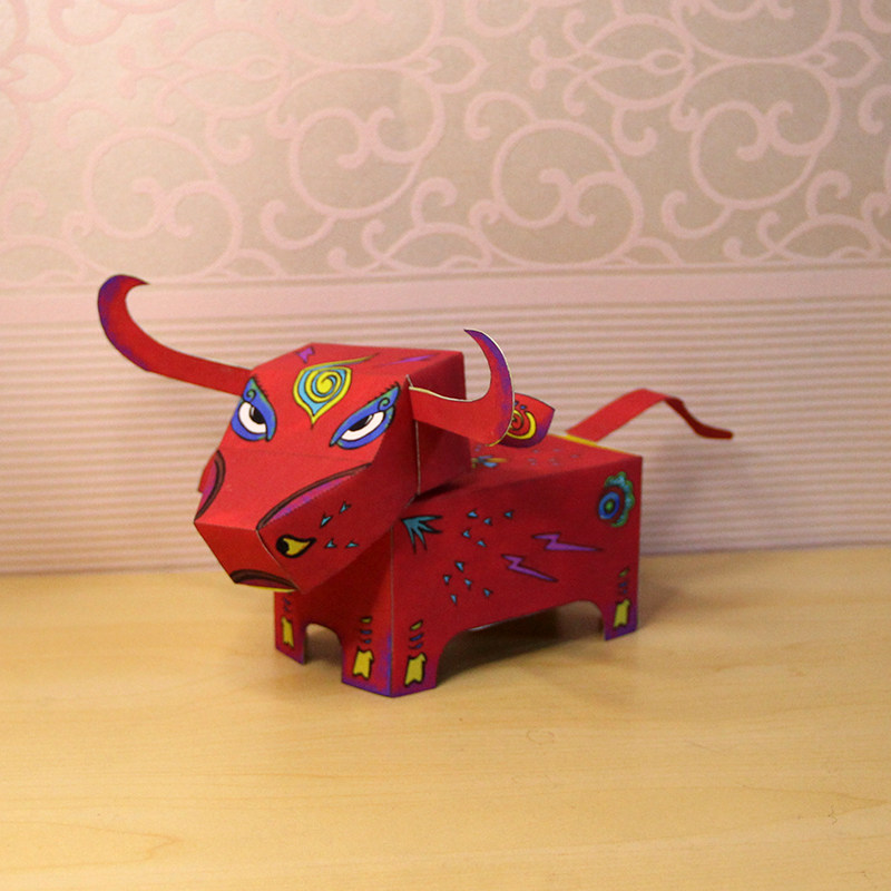 牛年新年生肖儿童幼儿园简易手工手工制制作丑牛其他类型纸模
