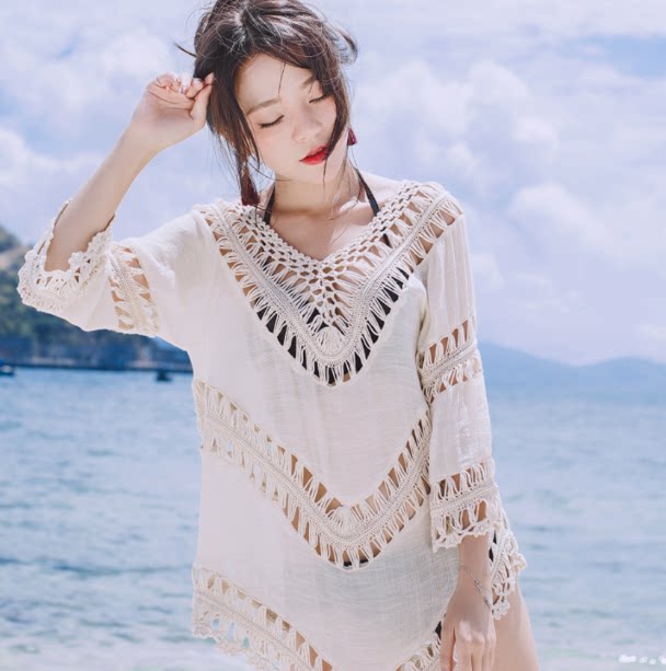 沙滩罩衫夏海边海边度假比基尼镂空游泳衣外套防晒沙滩外套