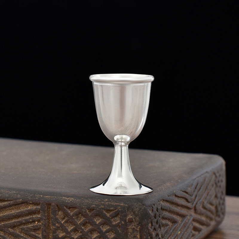 酒杯银器高脚杯婚礼一口家用烈酒白酒手工时代白酒杯