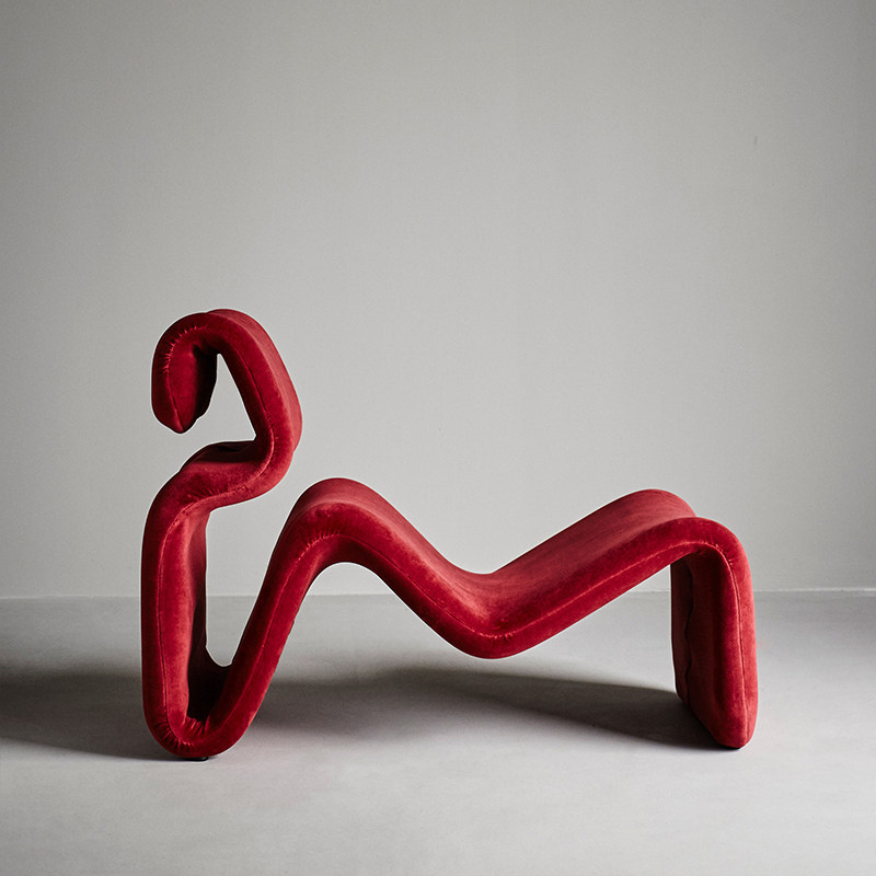 大智新款北欧创意异形波浪休闲椅设计师线条单人椅子