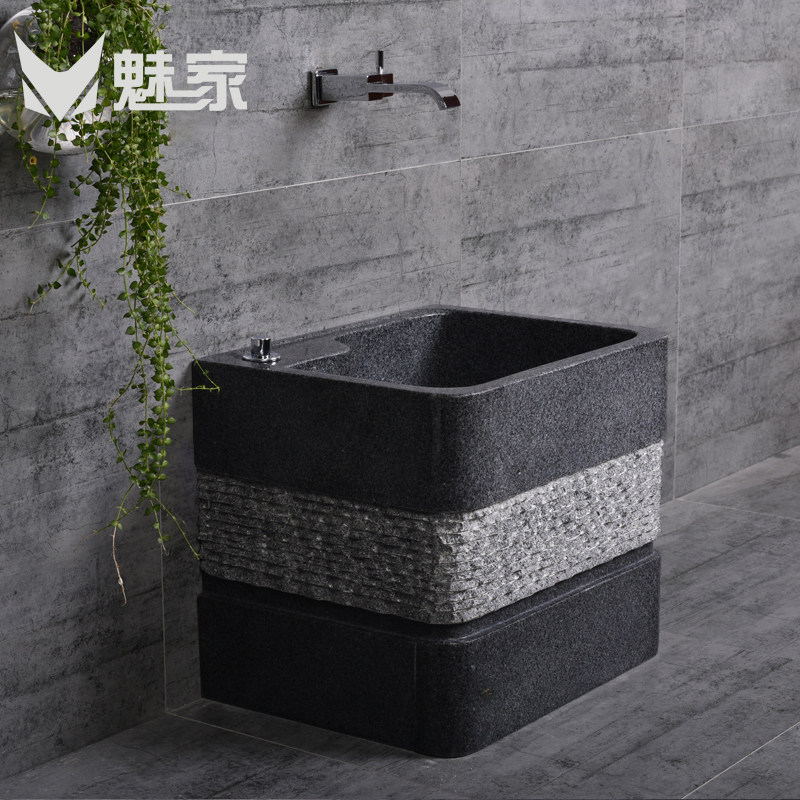 魅家大理石拖把池石头家用阳台卫生间拖布池室户外石材墩布池水槽